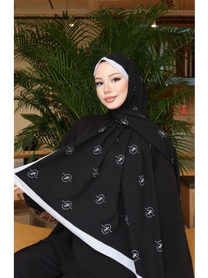 Desenli Capri Şal 70351-06 Gri Siyah