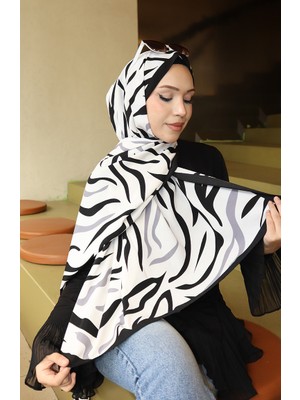 Desenli Capri Şal 70347-05 Siyah Ekru