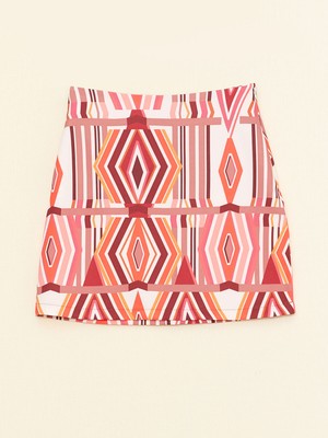 Lc Waikiki Yeni Sezon Beli Fermuarlı Desenli Saten Kadın Etek