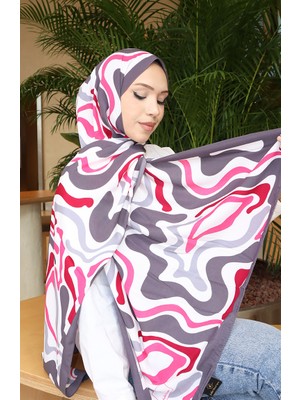 Desenli Capri Şal 70352-01 Gri Pembe