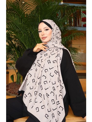 Desenli Capri Şal 70350-01 Siyah Vizon