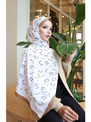 Desenli Capri Şal 70350-04 Koyu Bej Kahverengi