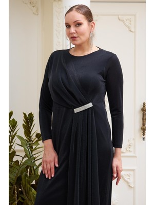 Rmg ÖNÜ TAŞLI BÜYÜK BEDEN ABİYE SİYAH