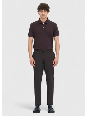 Ramsey Kahverengi Düz Örme Jogging Fit Casual Pantolon