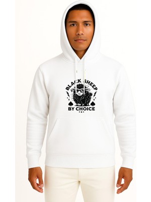 Bahriyeli Collection Kapüşonlu Siyah Koyun By Choice Göğüs Baskılı Unisex Sweatshirt