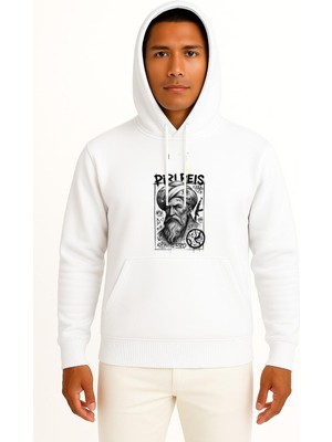 Bahriyeli Collection Kapüşonlu Piri Reis Dünya Haritası Göğüs Baskılı Unisex Sweatshirt
