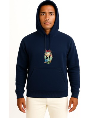 Bahriyeli Collection Kapüşonlu Denizci Temel Reis ve Ispanak Göğüs Baskılı Unisex Sweatshirt