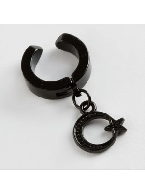 Marsilyan Ay Yıldız Çelik Erkek Küpe (Kıstırmalı) 1 Adet