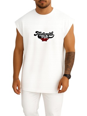 Bahriyeli Collection Oversize Aerosmith Peace Out Göğüs Baskılı Atlet