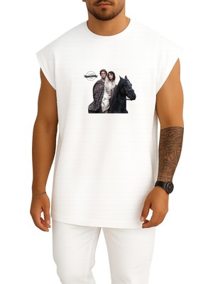 Bahriyeli Collection Oversize Outlander Yabancı Dizi Karakter Göğüs Baskılı Atlet