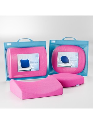 Özbience Visco Oturma ve Bel Destek Yastığı Seti, Ortopedik, Fuşya