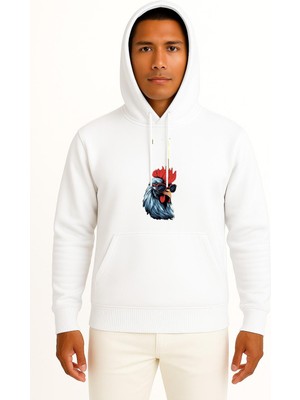 Bahriyeli Collection Kapüşonlu Gözlüklü Havalı Roaster Göğüs Baskılı Unisex Sweatshirt