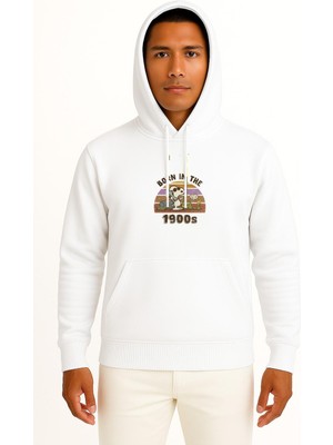 Bahriyeli Collection Kapüşonlu Born In The 1900S Göğüs Baskılı Unisex Sweatshirt