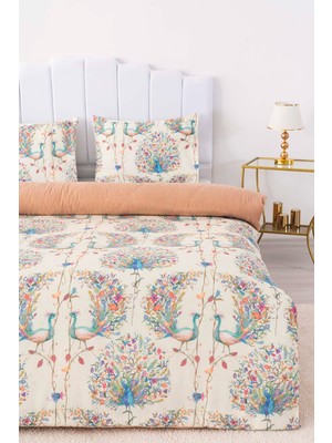 Zethome Çift Kişilik Nevresim Takımı Pamuklu Desenli Linda 200X215 cm