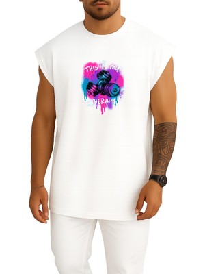 Bahriyeli Collection Oversize Bu Benim Terapim Dumbell Fitness Gym Göğüs Baskılı Atlet