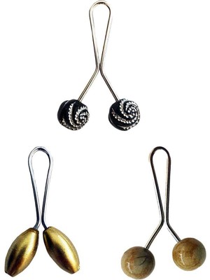 3 Adet Tesettür Eşarp ve Şal Klipsi Sarı Hardal Siyah Desenli