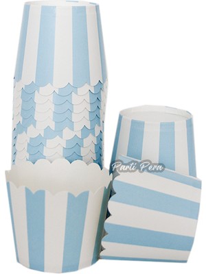 Parti Pera Makaron Mavi Beyaz Cupcake Kek Kapsülü 15 Adet