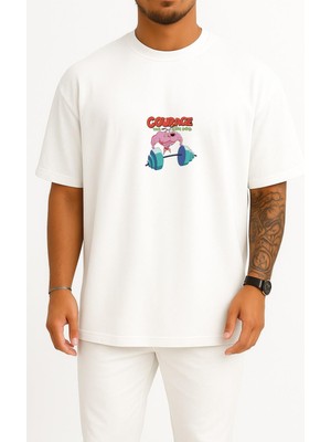 Bahriyeli Collection Oversize Cesaret Gym Köpeği - Fitness Göğüs Baskılı Unisex T-Shirt