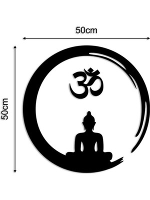 Elioure 50*50 Siyah Yoga Om Dekor Tablo Mdf Ahşap Lazer Kesim Duvar Panosu 3 mm