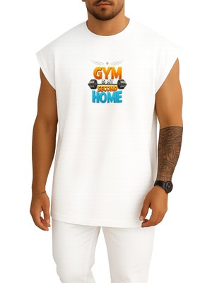 Bahriyeli Collection Oversize Gym Benim Ikinci Evim Göğüs Baskılı Atlet