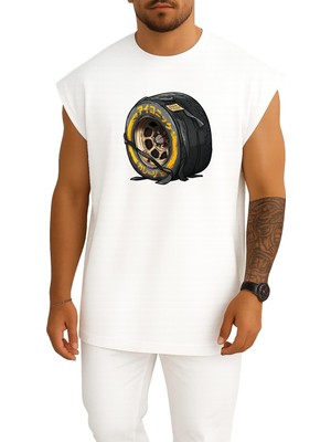 Bahriyeli Collection Oversize Lastik Basıncını Kontrol Et Göğüs Baskılı Atlet