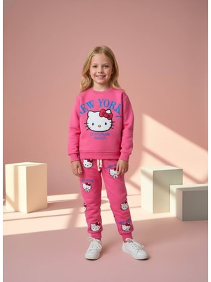 Miniko Kids Lucco Kız Çocuk Kity 3 Iplik Şardonsuz Eşofman Takımı