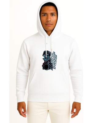 Bahriyeli Collection Kapüşonlu Engine Droop Göğüs Baskılı Unisex Sweatshirt