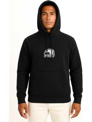 Bahriyeli Collection Kapüşonlu Ben Bir Yetişkinim Göğüs Baskılı Unisex Sweatshirt