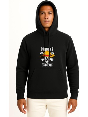 Bahriyeli Collection Kapüşonlu One Piece Mugiwar A Göğüs Baskılı Unisex Sweatshirt