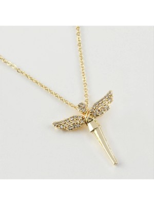 Marsilyan Kanat Figürlü Zirkon Taşlı Trend Kolye