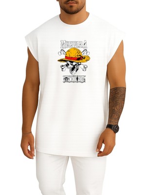 Bahriyeli Collection Oversize One Piece Mugiwar A Göğüs Baskılı Atlet