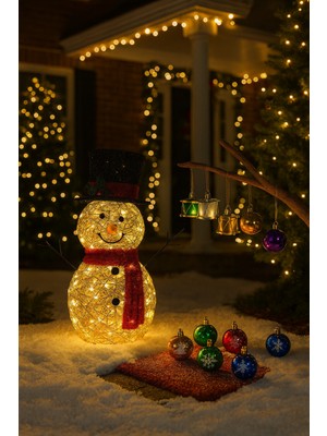 Okavango Yapay Noel Dekoru 63 cm Kardan Adam Ledli Yılbaşı Süsü Yılbaşı Hediyeleri LED