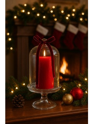 Özgün Kitchen Home Ozel Cam Fanus Icınde Yılbası Mumu-Dekorasyon Mumu