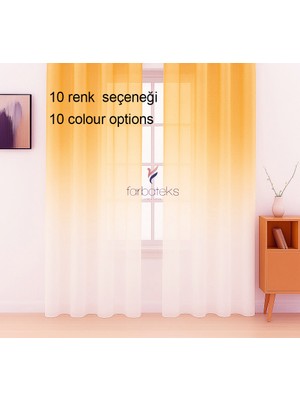 Farbateks Turuncu Kavuniçi  Renk Renkli Tül Üstdegrade  Ütü Istemeyen Kırışmaz 2 Kat Pileli Tül