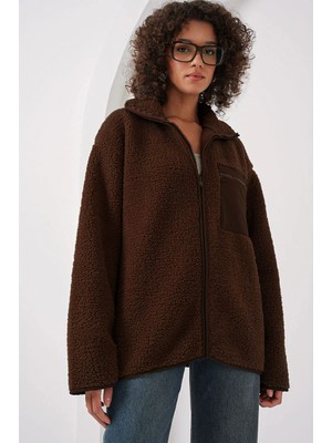 Rodi Kadın Fermuarlı Oversize Peluş Ceket  55446