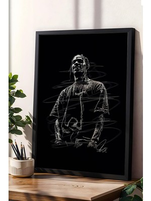 Satürn Design Travis Scott Portre Çerçeveli Tablo Rap Hip Hop - Estetik Poster