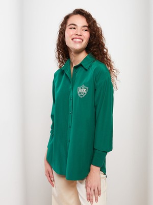 Lc Waikiki Yeni Sezon Nakışlı Uzun Kollu Poplin Kadın Gömlek Tunik