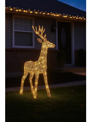 Okavango Yapay Noel Dekoru 63 cm Ren Geyiği Yılbaşı Süsü Yılbaşı Hediyeleri Ledli Noel Süsü