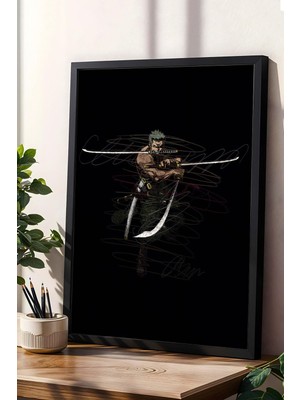 Satürn Design Roronoa Zoro One Piece Çerçeveli Tablo Anime Manga - Estetik Poster