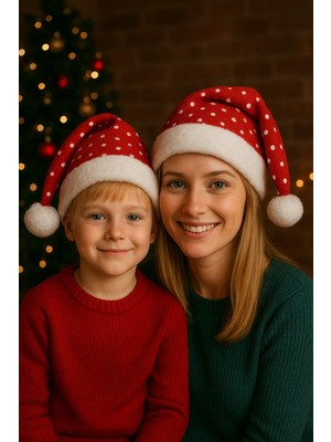 Okavango 1 Adet Lüx Set Yılbaşı Şapkası Yılbaşı Süsü Seti Noel Şapka Kırmızı Beyaz Simli