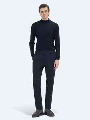 Lacivert Dokuma Jogging Fit Casual Pantolon