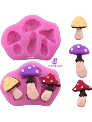 Morlalem Minyatür Mantar Seti Pano Süsü Üçlü Pano Süsü Silikon Kalıp K-678
