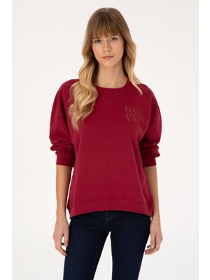 U.S. Polo Assn. Kadın Koyu Frambuaz Bisiklet Yaka Sweatshirt 50307787-VR104