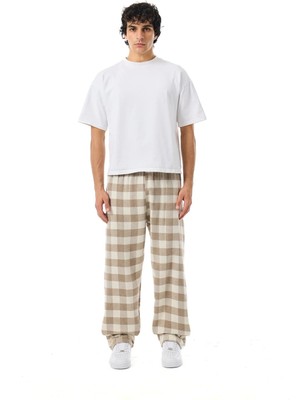 Unisex Ekoseli Oversize Pantolon – %100 Pamuk, Relax Fit, Kışlık Sıcak Tutan Streetwear Günlük Eşofman Altı (S–xxl)