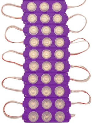 12 Volt 3 Watt 3 Lensli Mor 3030 Smd LED Modül IP65 10 Adet Modül