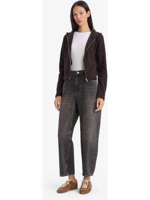 DeFacto Slim Fit Dar Kesim Kapüşonlu Fermuarlı Sweatshirt G1033AX25WN