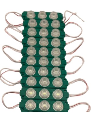 12 Volt 3 Watt 3 Lensli Yeşil 3030 Smd LED Modül IP65 10 Adet Modül