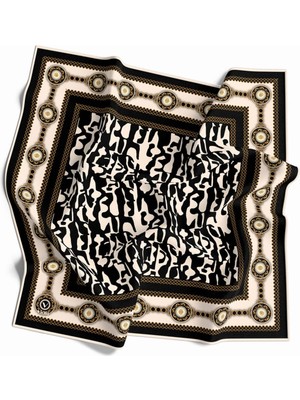 Violla Twill Dalmaçya Desenli Krem Renkli 90X90 Eşarp (Ipek Içermez) Kenar Dikiş Şekli El Dikişli