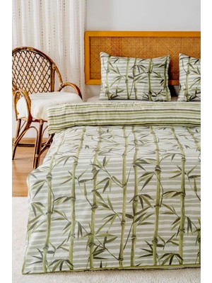 Zethome Çift Kişilik Nevresim Takımı Pamuklu Desenli Bambu 200X215 cm