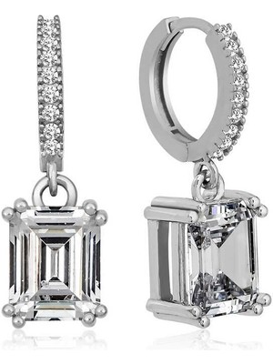 Özcömert Silver Gümüş Baget Taşlı Halka Küpe